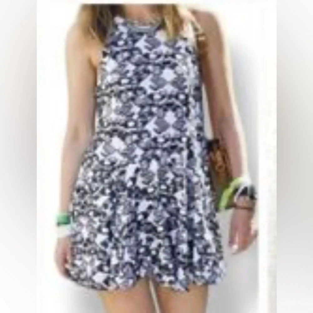 Dress Free People Black and White halter pockets Distressed Patterned Dress - Picture 6 of 6